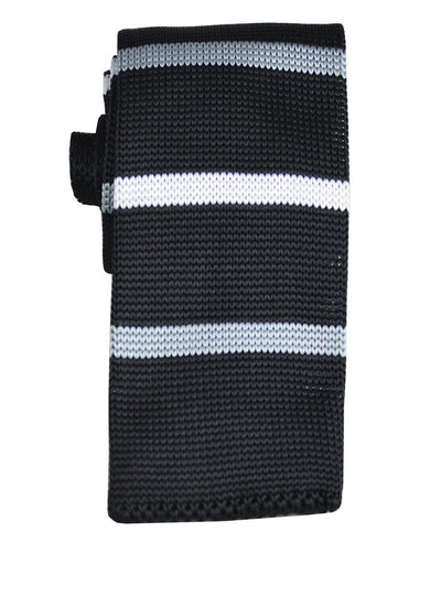 Black and White Striped Knit Tie by Paul Malone Paul Malone Ties - Paul Malone.com