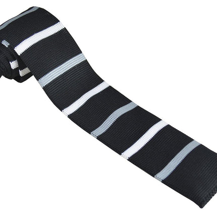 Black and White Striped Knit Tie by Paul Malone Paul Malone Ties - Paul Malone.com