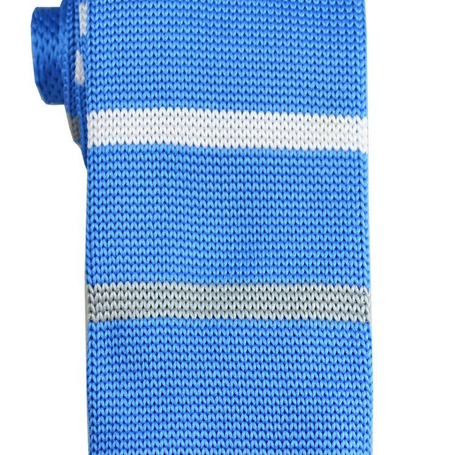 Baby Blue Striped Knit Tie by Paul Malone Paul Malone Ties - Paul Malone.com