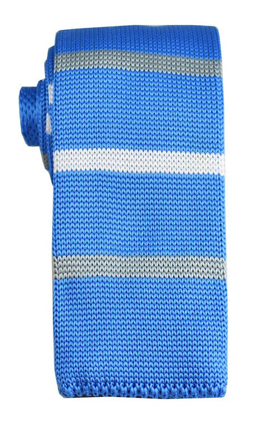 Baby Blue Striped Knit Tie by Paul Malone Paul Malone Ties - Paul Malone.com