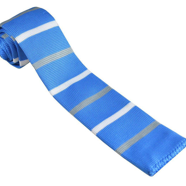 Baby Blue Striped Knit Tie by Paul Malone Paul Malone Ties - Paul Malone.com