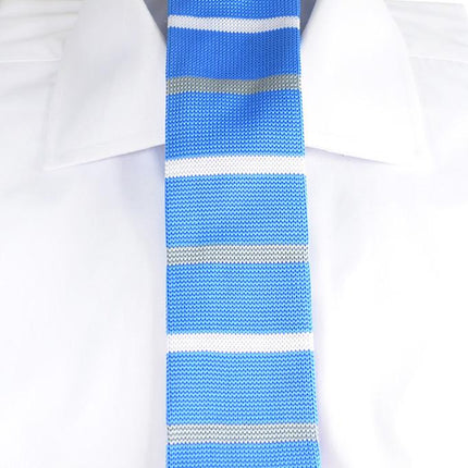 Baby Blue Striped Knit Tie by Paul Malone Paul Malone Ties - Paul Malone.com