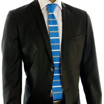 Baby Blue Striped Knit Tie by Paul Malone Paul Malone Ties - Paul Malone.com