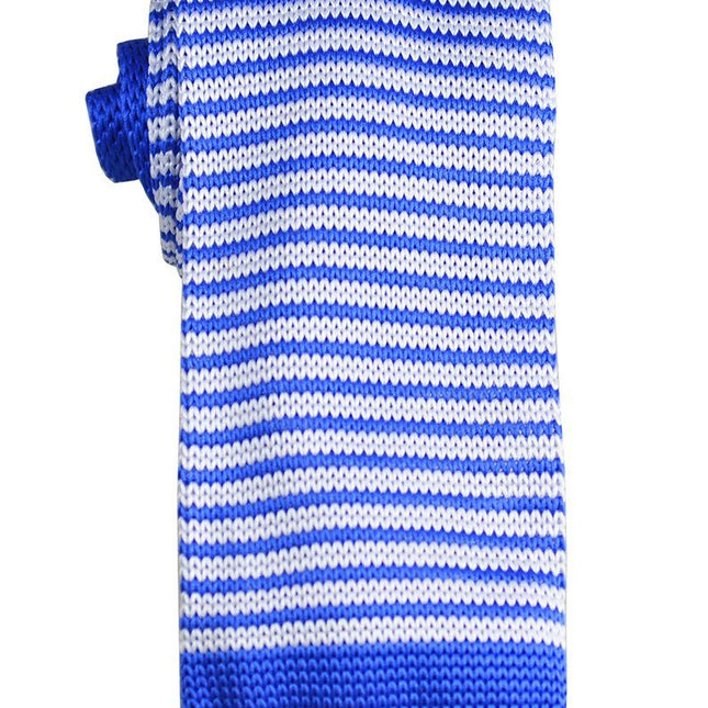 Blue and White Striped Knit Tie by Paul Malone Paul Malone Ties - Paul Malone.com
