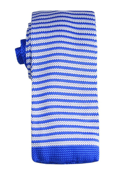 Blue and White Striped Knit Tie by Paul Malone Paul Malone Ties - Paul Malone.com