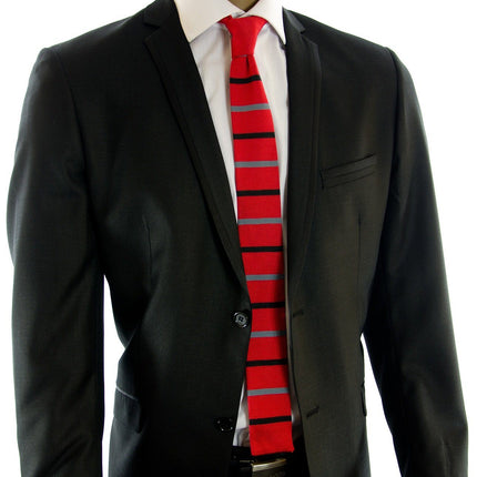 True Red Striped Knit Tie by Paul Malone Paul Malone Ties - Paul Malone.com