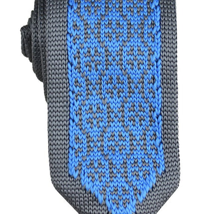 Grey and Blue Patterned Knit Tie by Paul Malone Paul Malone Ties - Paul Malone.com