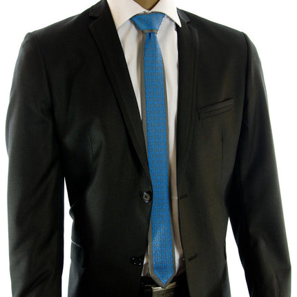 Grey and Blue Patterned Knit Tie by Paul Malone Paul Malone Ties - Paul Malone.com