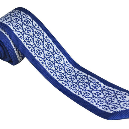 Blue and White Patterned Knit Tie by Paul Malone Paul Malone Ties - Paul Malone.com