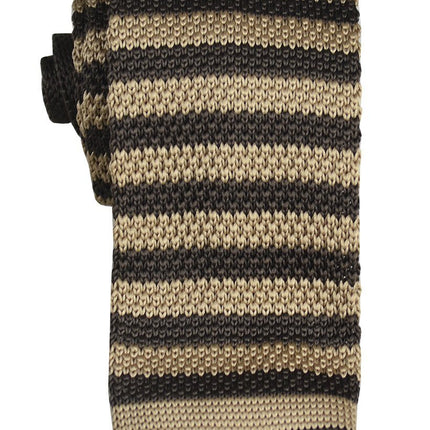 Tan and Brown Striped Knit Tie by Paul Malone Paul Malone Ties - Paul Malone.com