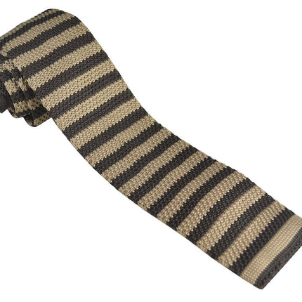 Tan and Brown Striped Knit Tie by Paul Malone Paul Malone Ties - Paul Malone.com