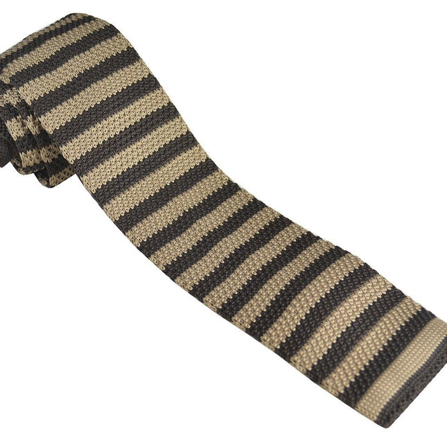 Tan and Brown Striped Knit Tie by Paul Malone Paul Malone Ties - Paul Malone.com