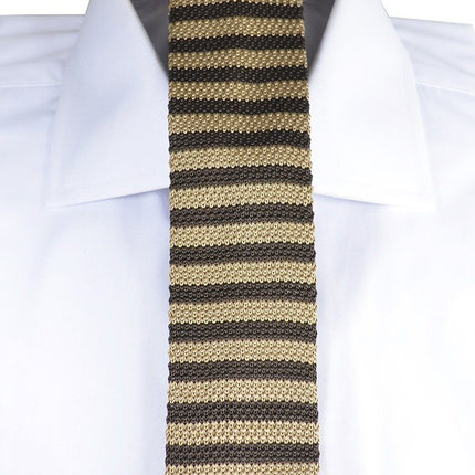 Tan and Brown Striped Knit Tie by Paul Malone Paul Malone Ties - Paul Malone.com