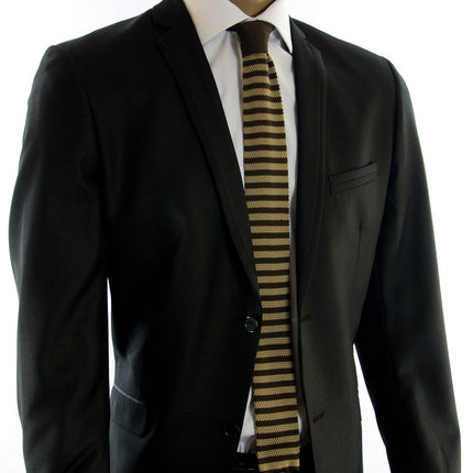 Tan and Brown Striped Knit Tie by Paul Malone Paul Malone Ties - Paul Malone.com