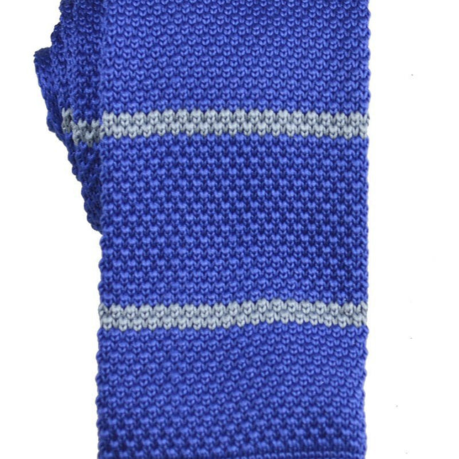 Blue and Grey Striped Knit Tie by Paul Malone Paul Malone Ties - Paul Malone.com
