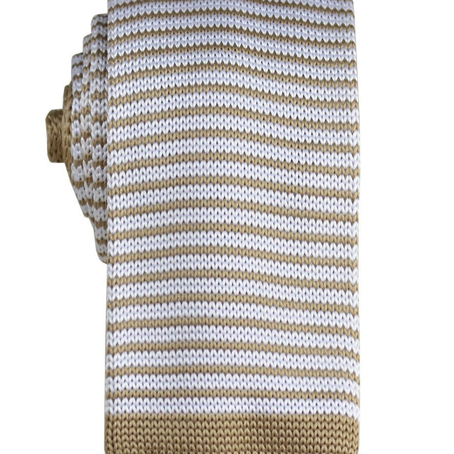 Tan Striped Knit Tie by Paul Malone Paul Malone Ties - Paul Malone.com