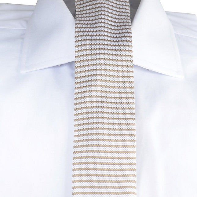 Tan Striped Knit Tie by Paul Malone Paul Malone Ties - Paul Malone.com