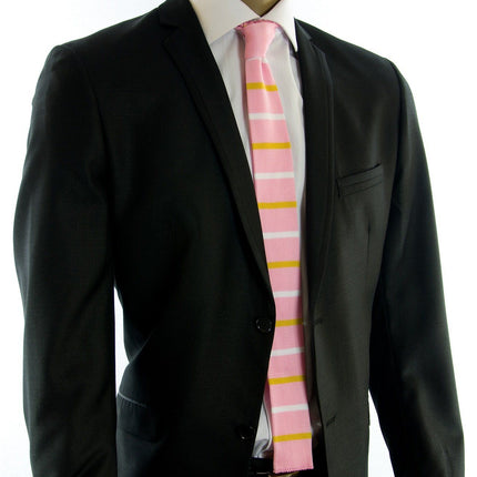 Pink Striped Knit Tie by Paul Malone Paul Malone Ties - Paul Malone.com