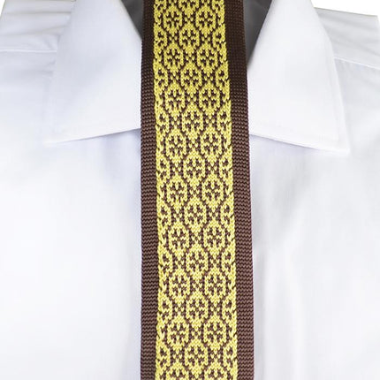 Brown and Gold Patterned Knit Tie by Paul Malone Paul Malone Ties - Paul Malone.com