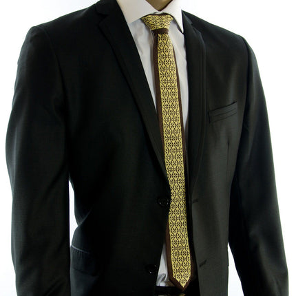 Brown and Gold Patterned Knit Tie by Paul Malone Paul Malone Ties - Paul Malone.com