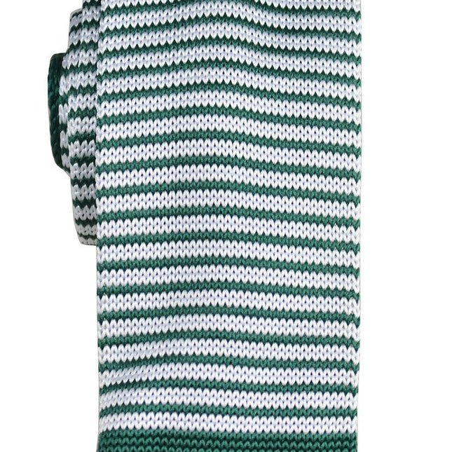 Green and White Striped Knit Tie by Paul Malone Paul Malone Ties - Paul Malone.com