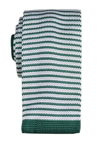 Green and White Striped Knit Tie by Paul Malone Paul Malone Ties - Paul Malone.com