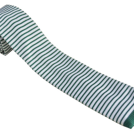 Green and White Striped Knit Tie by Paul Malone Paul Malone Ties - Paul Malone.com