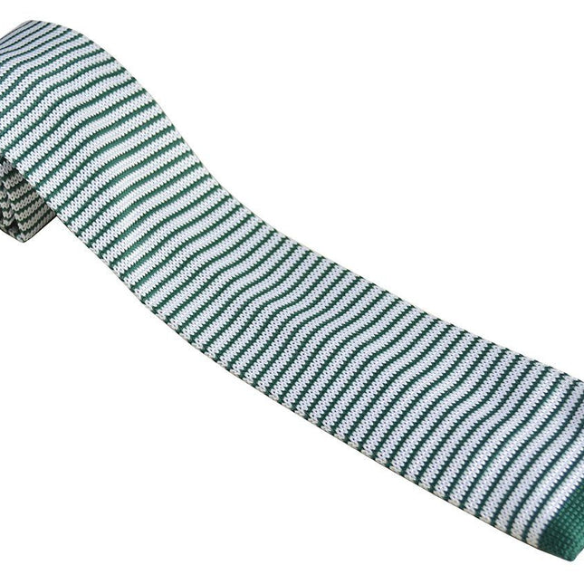 Green and White Striped Knit Tie by Paul Malone Paul Malone Ties - Paul Malone.com