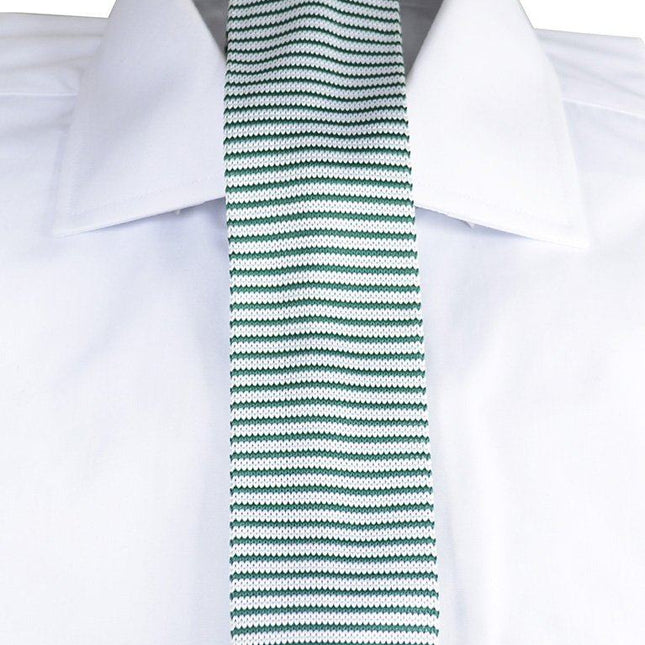Green and White Striped Knit Tie by Paul Malone Paul Malone Ties - Paul Malone.com