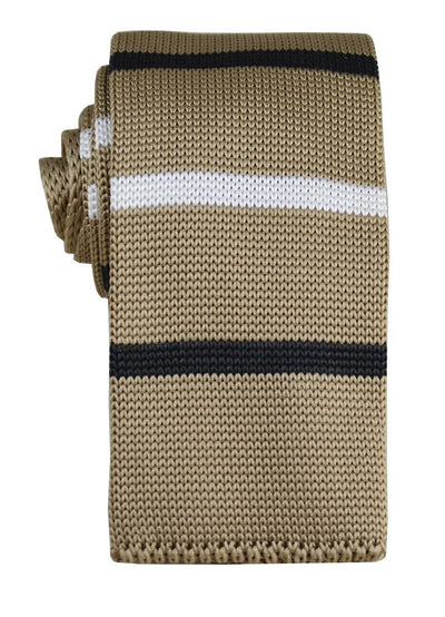 Tan, Black and White Striped Knit Tie Paul Malone Ties - Paul Malone.com