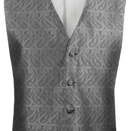 Grey Paisley Boys Tuxedo Vest Set Paul Malone Vest - Paul Malone.com