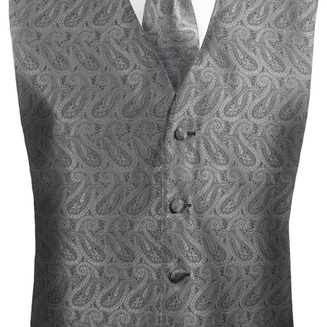 Grey Paisley Boys Tuxedo Vest Set Paul Malone Vest - Paul Malone.com