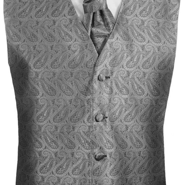 Grey Paisley Boys Tuxedo Vest Set Paul Malone Vest - Paul Malone.com