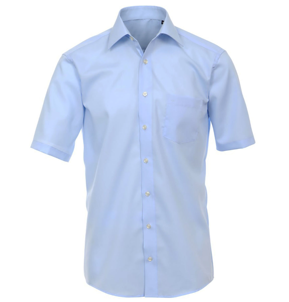 Light Blue Poplin Short Sleeve Dress Shirt | Paul Malone