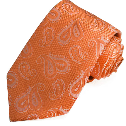 Orange Artisan Paisley Mens Tie Paul Malone Ties - Paul Malone.com