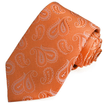 Orange Artisan Paisley Mens Tie Paul Malone Ties - Paul Malone.com