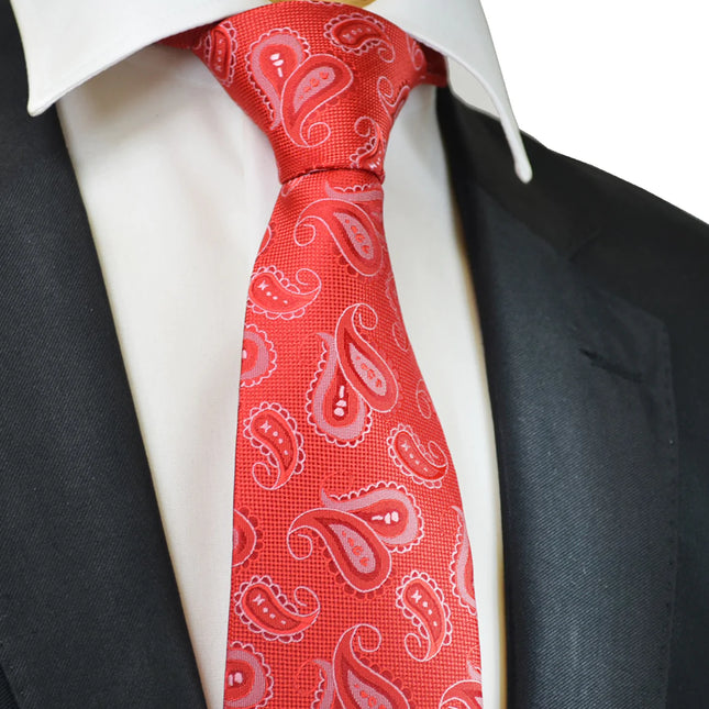 Red Artisan Paisley Mens Tie Paul Malone Ties - Paul Malone.com