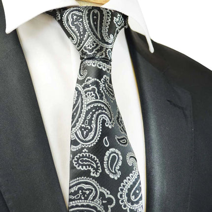 Black Fashionable Paisley Tie Paul Malone Ties - Paul Malone.com