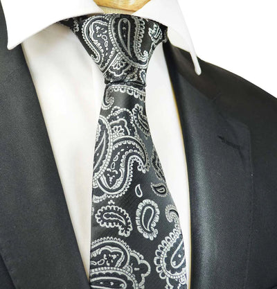 Black Fashionable Paisley Tie Paul Malone Ties - Paul Malone.com