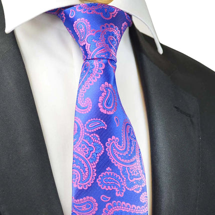 Brilliant Blue Fashionable Paisley Tie Paul Malone Ties - Paul Malone.com
