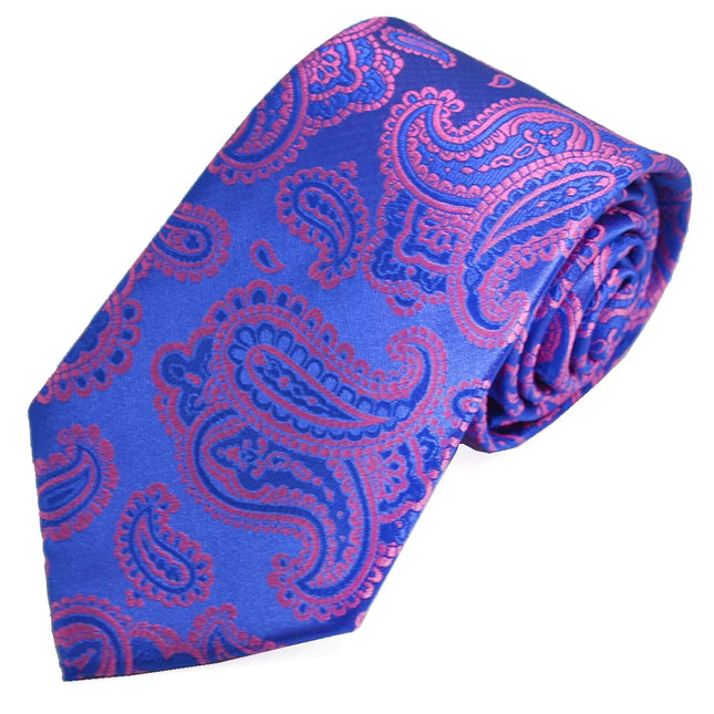 Brilliant Blue Fashionable Paisley Tie Paul Malone Ties - Paul Malone.com
