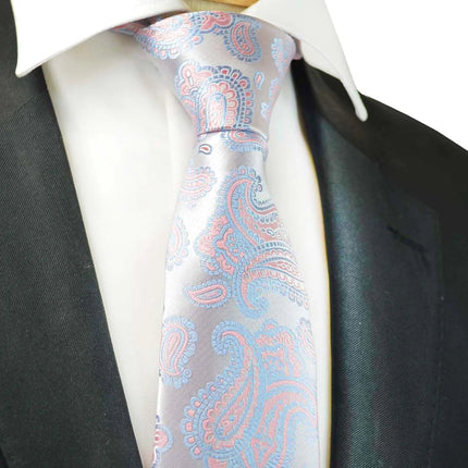Lilac Snow Fashionable Paisley Tie Paul Malone Ties - Paul Malone.com