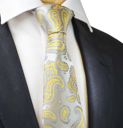 Yellow Fashionable Paisley Tie Paul Malone Ties - Paul Malone.com