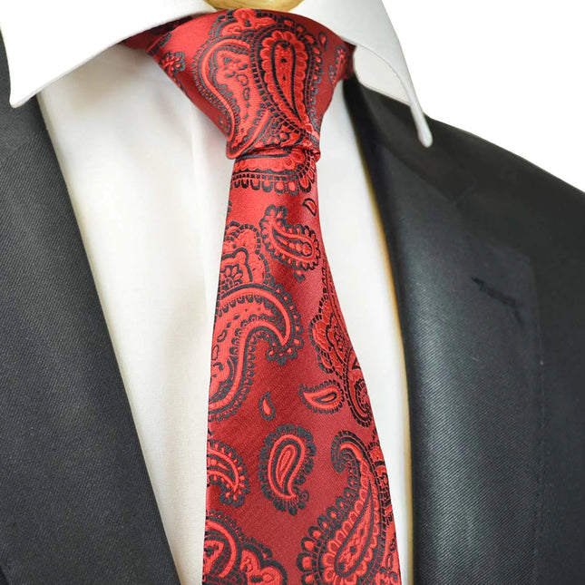 Red Fashionable Paisley Tie Paul Malone Ties - Paul Malone.com
