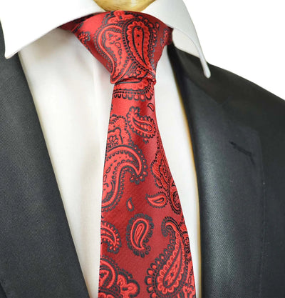 Red Fashionable Paisley Tie Paul Malone Ties - Paul Malone.com