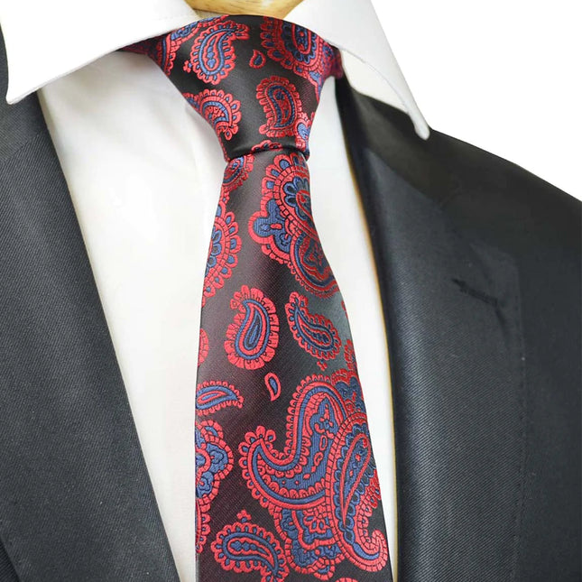 Burgundy Fashionable Paisley Tie Paul Malone Ties - Paul Malone.com