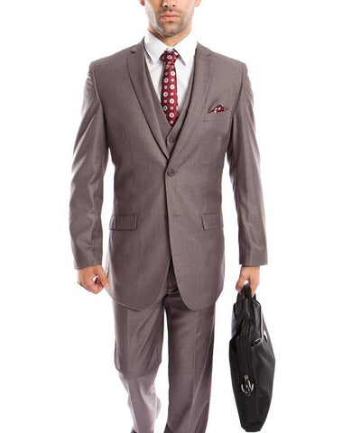 Tuffet Grey Slim Fit Men's Suit with Vest Set Tazio Suits - Paul Malone.com