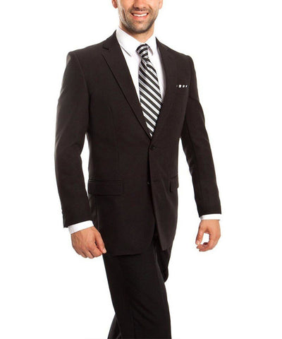 Slim Fit Solid Black Men's Suit Tazio Suits - Paul Malone.com