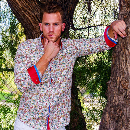 Colorful Slim Fit Paisley Cotton Dress Shirt Eight X Shirts - Paul Malone.com