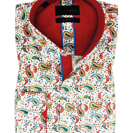 Colorful Slim Fit Paisley Cotton Dress Shirt Eight X Shirts - Paul Malone.com